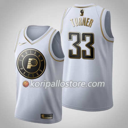 Indiana Pacers Myles Turner 33 Nike 2019-2020 Valkoinen Golden Edition Miesten Pelipaidat Swingman 